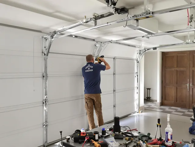 Clinton Garage Door Repair certified technician performing precision garage door repair in Clinton