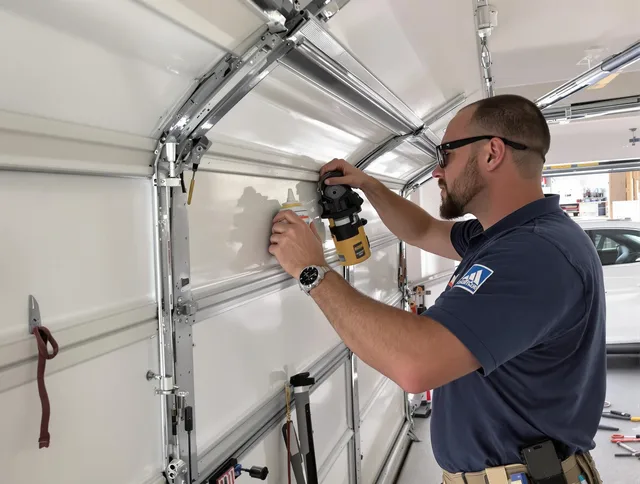 Clinton Garage Door Repair technician quieting a noisy garage door in Clinton